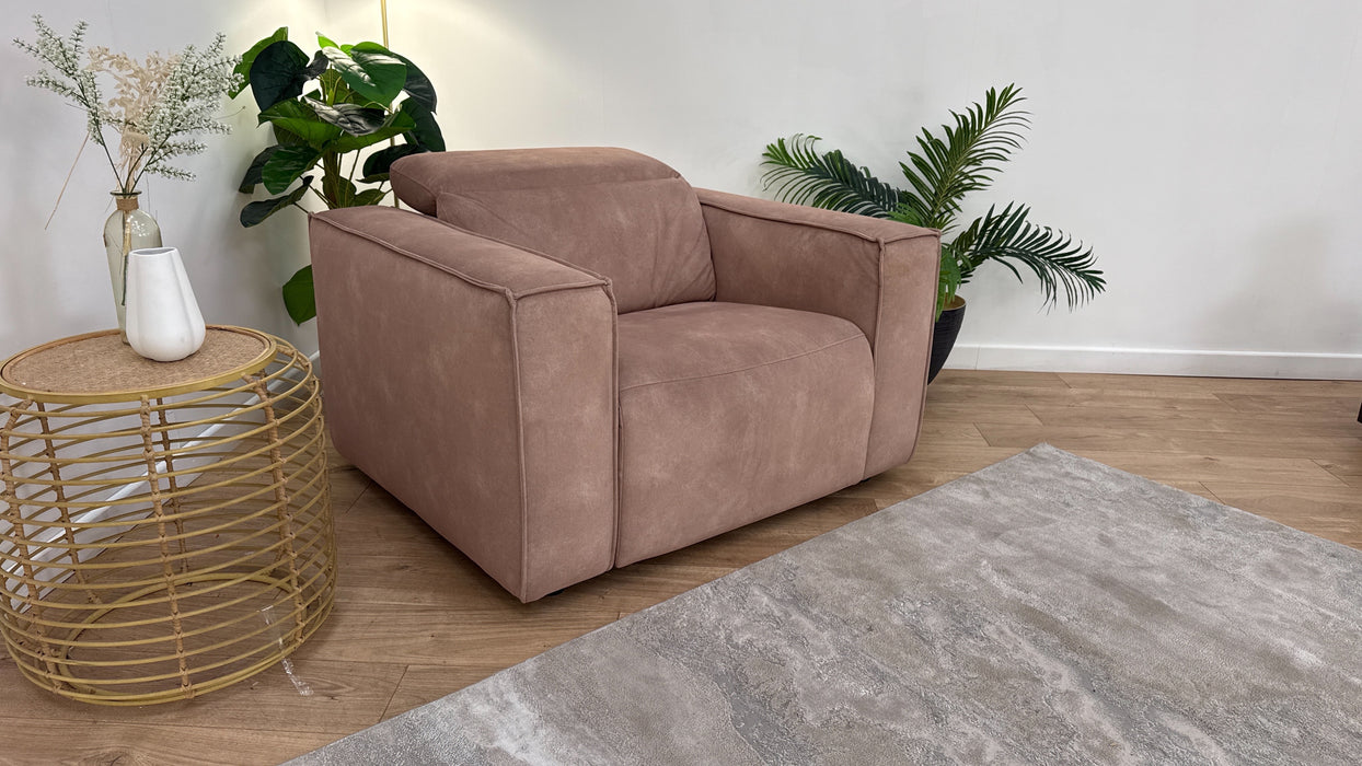 Sofology The Horizon Fabric Loveseat Power Recliner/Headrest in Lifestyle Flecked Sand