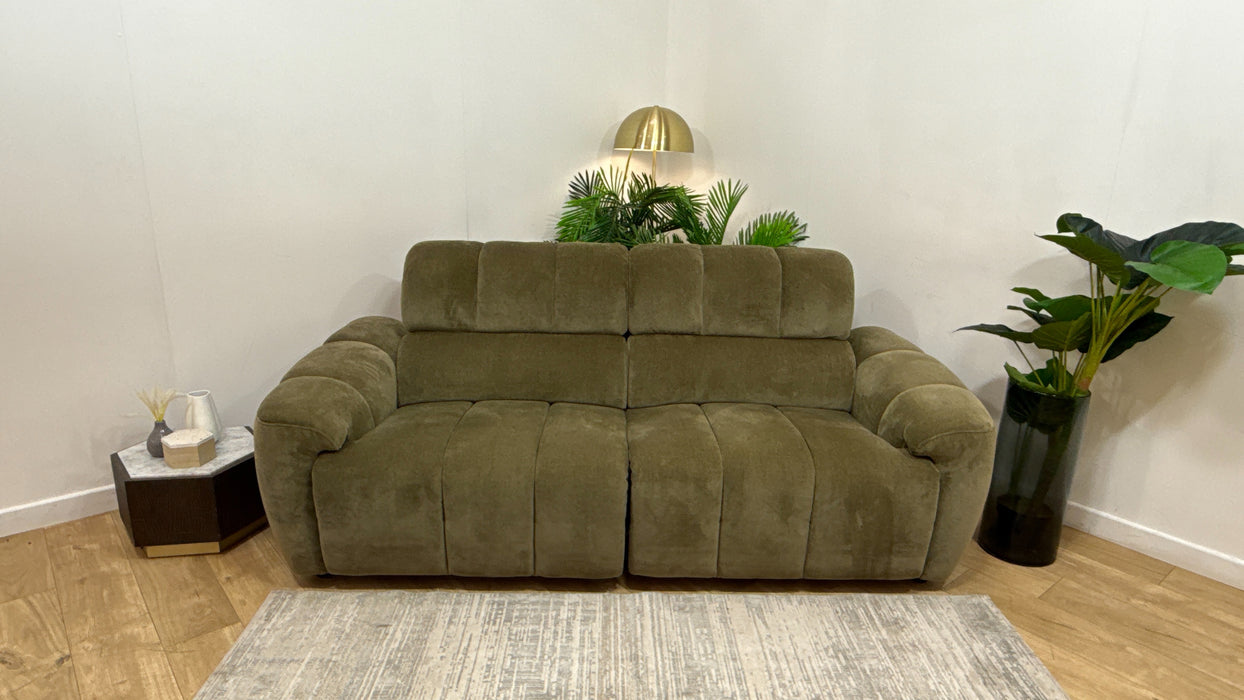 Sofology Nobu Fabric 2.5 Seater Power Recliner in Relaxed Chenille Olive Green