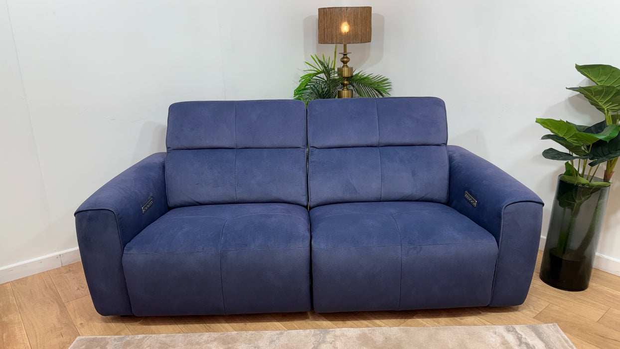 Sofology Riviera Fabric 2.5 Seater Power Recliner/Headrest in Lifestyle Flecked Navy