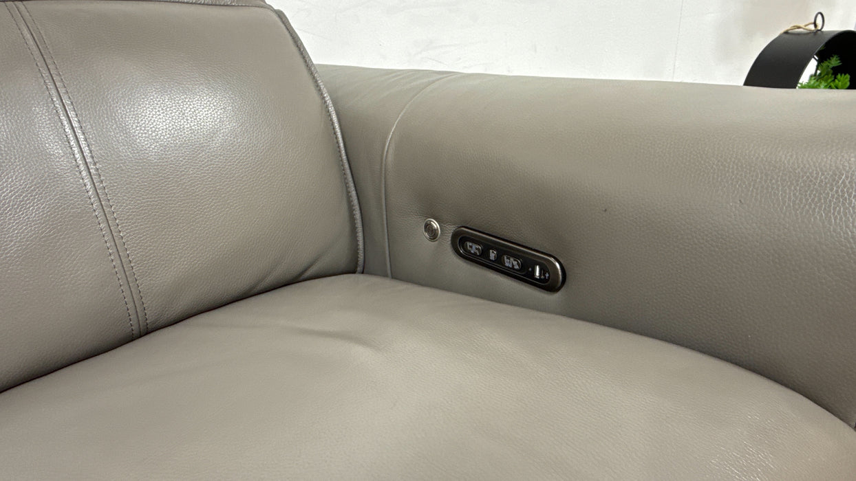 Sofology Premiere Leather 3 Seater Power Recliner/Headrest Heated Seat in Trusty Embossed Elephant