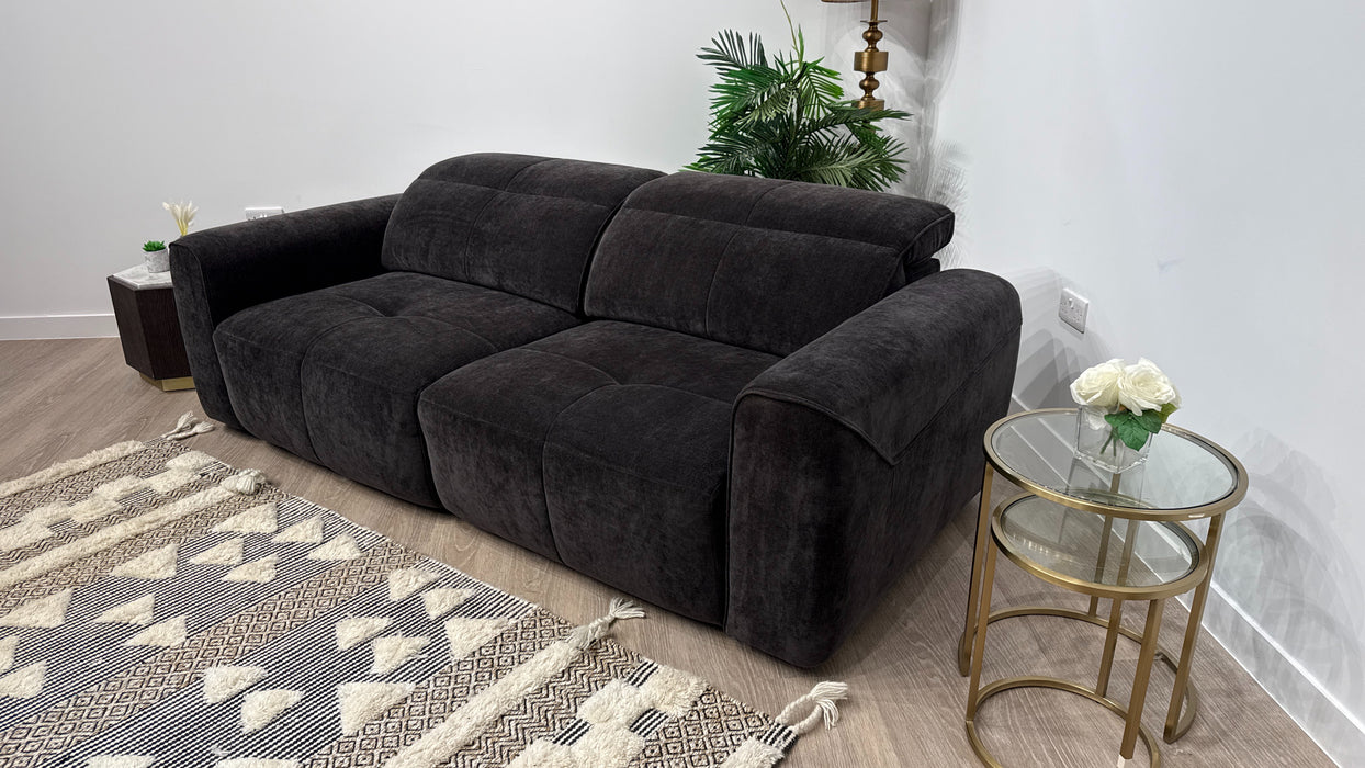 Sofology Riviera Fabric 2 Seater Motion Chaise in Relaxed Chenille Raisin
