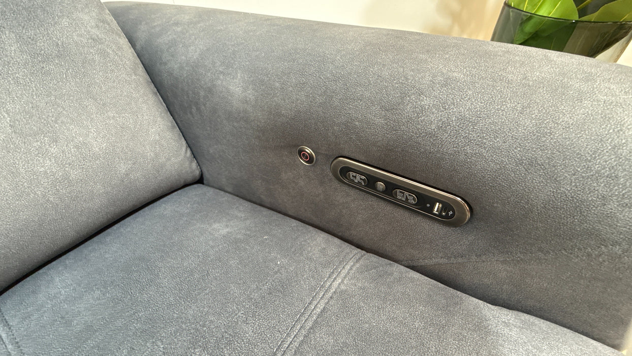 Sofology Marvella Fabric 4 Seater Split Power Recliner/Headrest Heated Seats in Lifestyle Flecked Charcoal
