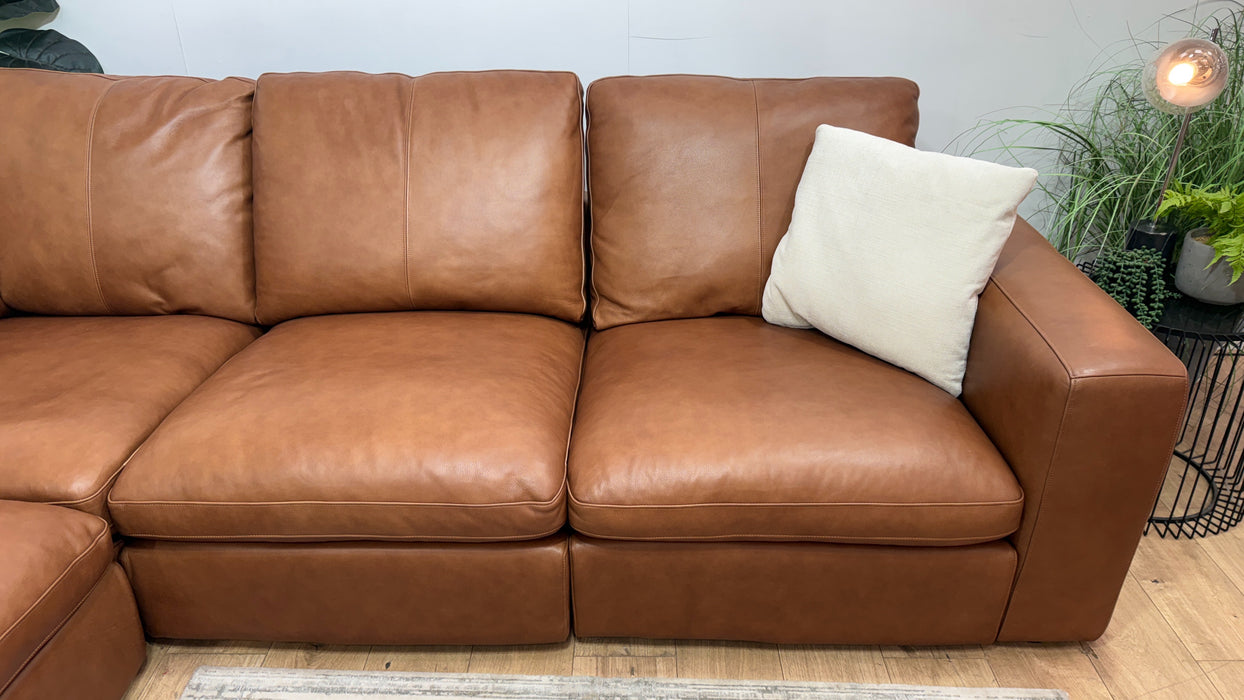 Sofology Retreat Leather 2 Corner 2 in Relaxed Soft Tan Mix
