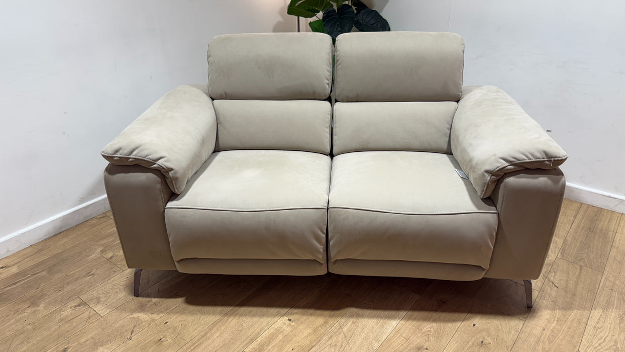 Sofology Fratelli Fabric 2 Seater Power Recliner/Headrest in Lifestyle Nubuck Feel Stone