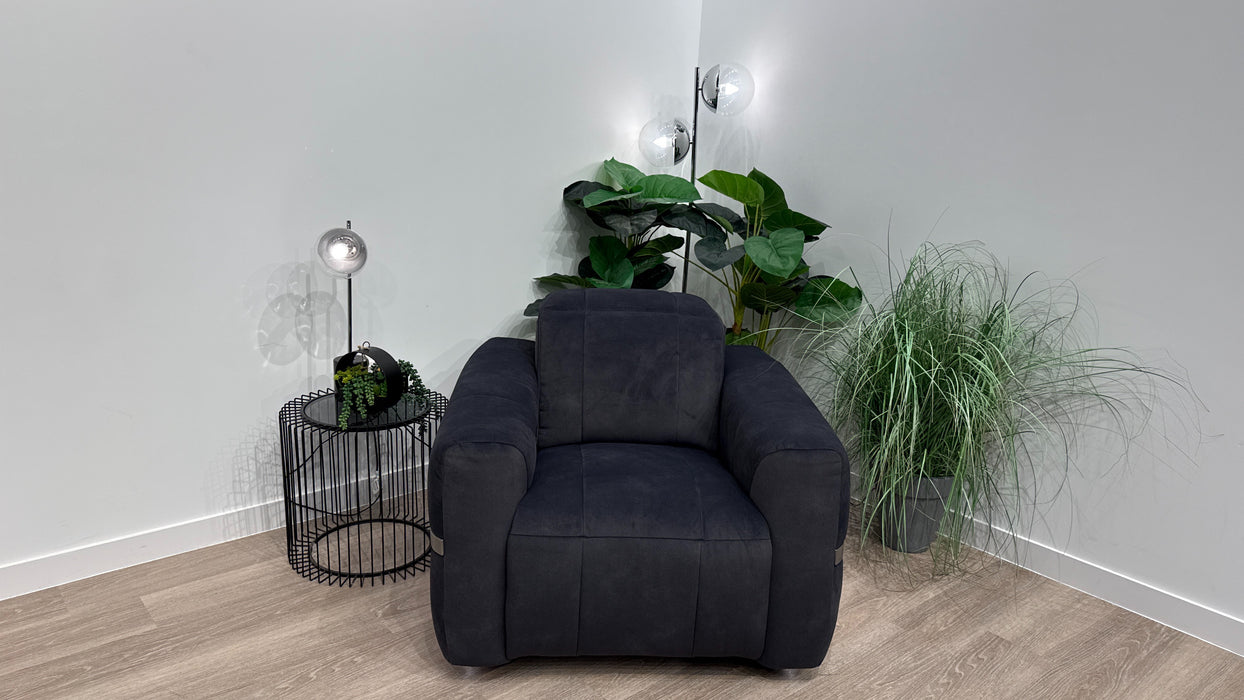 Sofology Lumiere Fabric Chair Power Recliner/Headrest in Lifestyle Flecked Anthracite