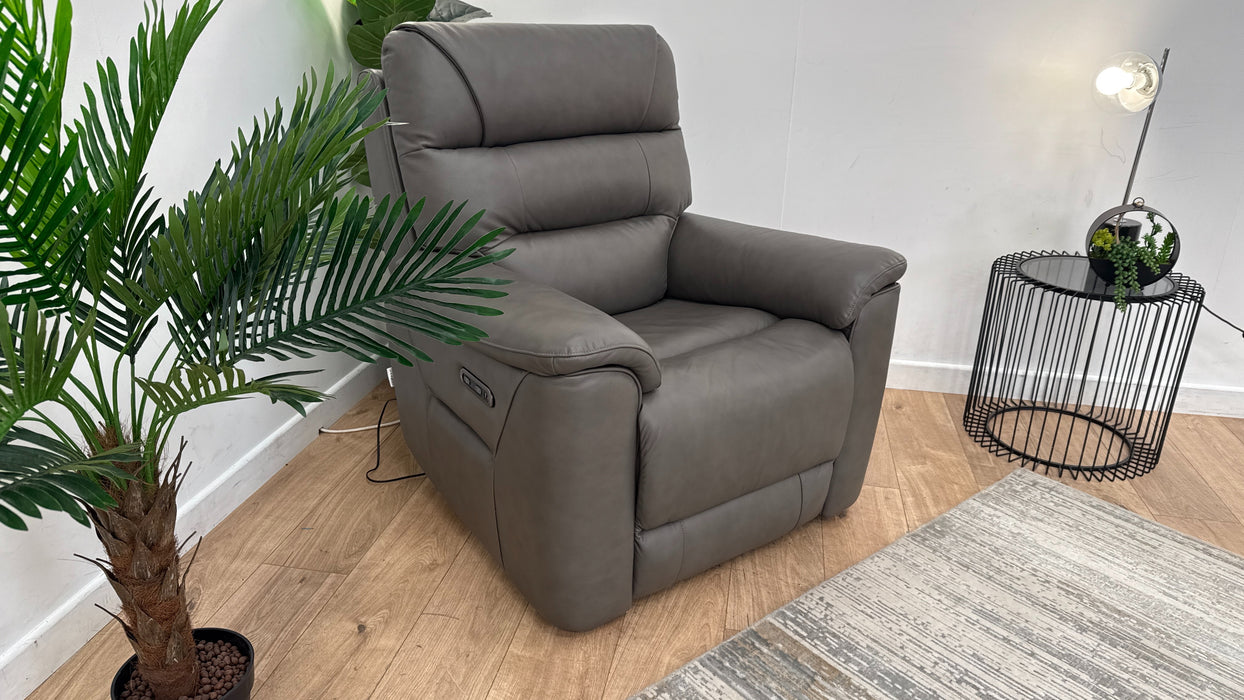 Sofology The Cleveland Recliner Chair in Trusty Embossed Leather Grey