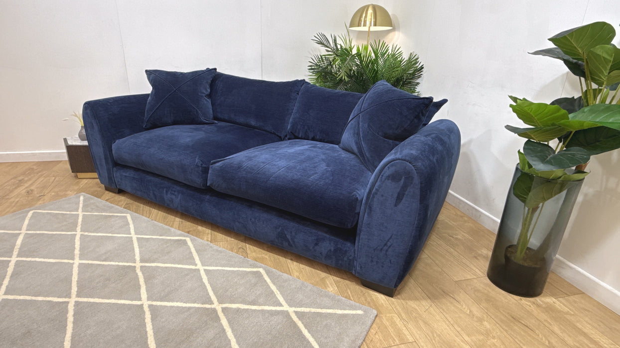 Sofology Hourglass Fabric 3 Seater in Vintage Velvet Navy/Graphite Mix