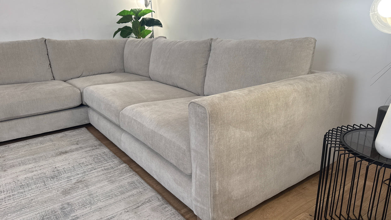 Sofology Majestica Fabric Chaise 1 Corner 3 in Soft-Chenille Linen