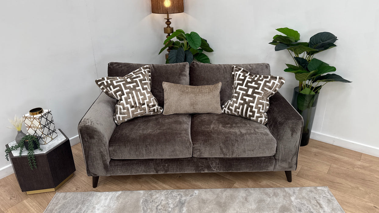 Sofology Mayfair Fabric 2 Seater Foam Seats in Luxury Chenille Truffle/Gold Mix