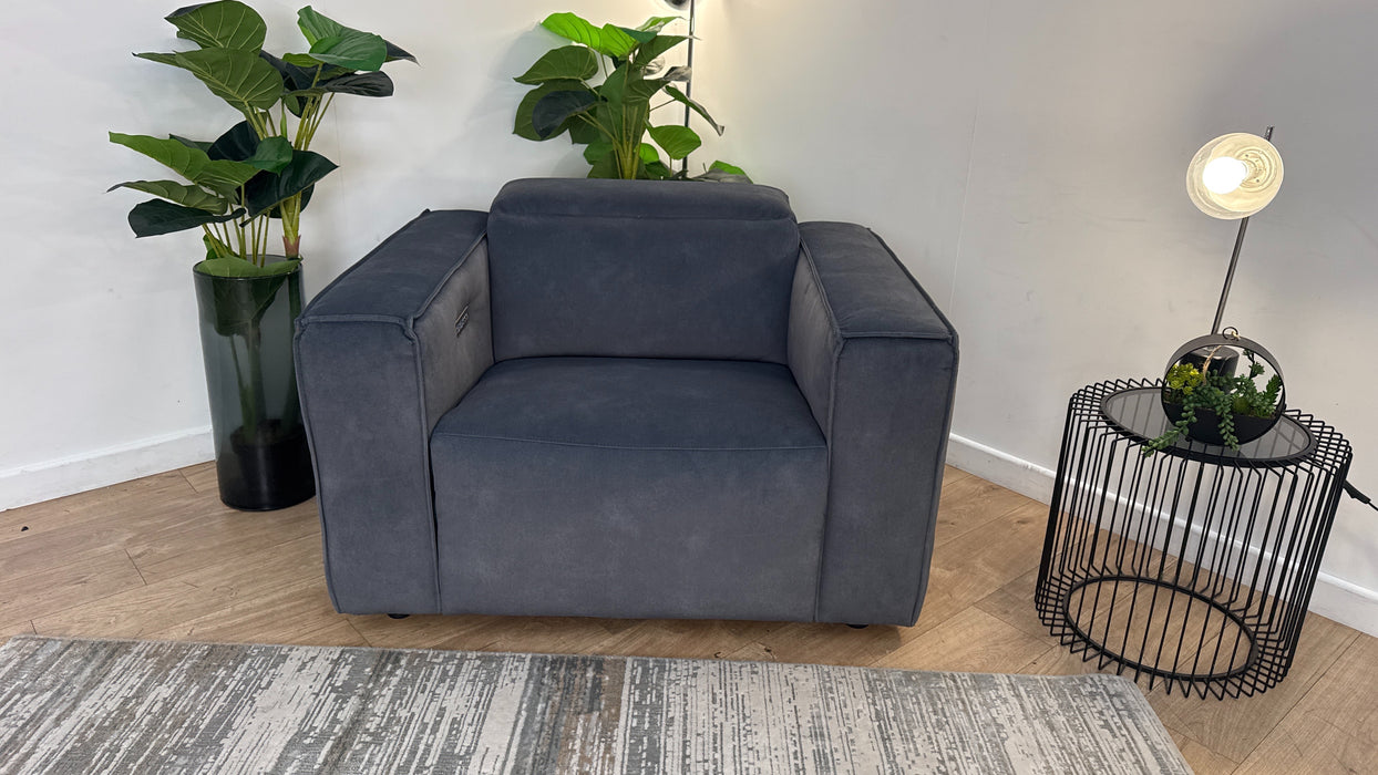 Sofology The Horizon Fabric Loveseat Power Recliner/Headrest in Lifestyle Flecked Charcoal