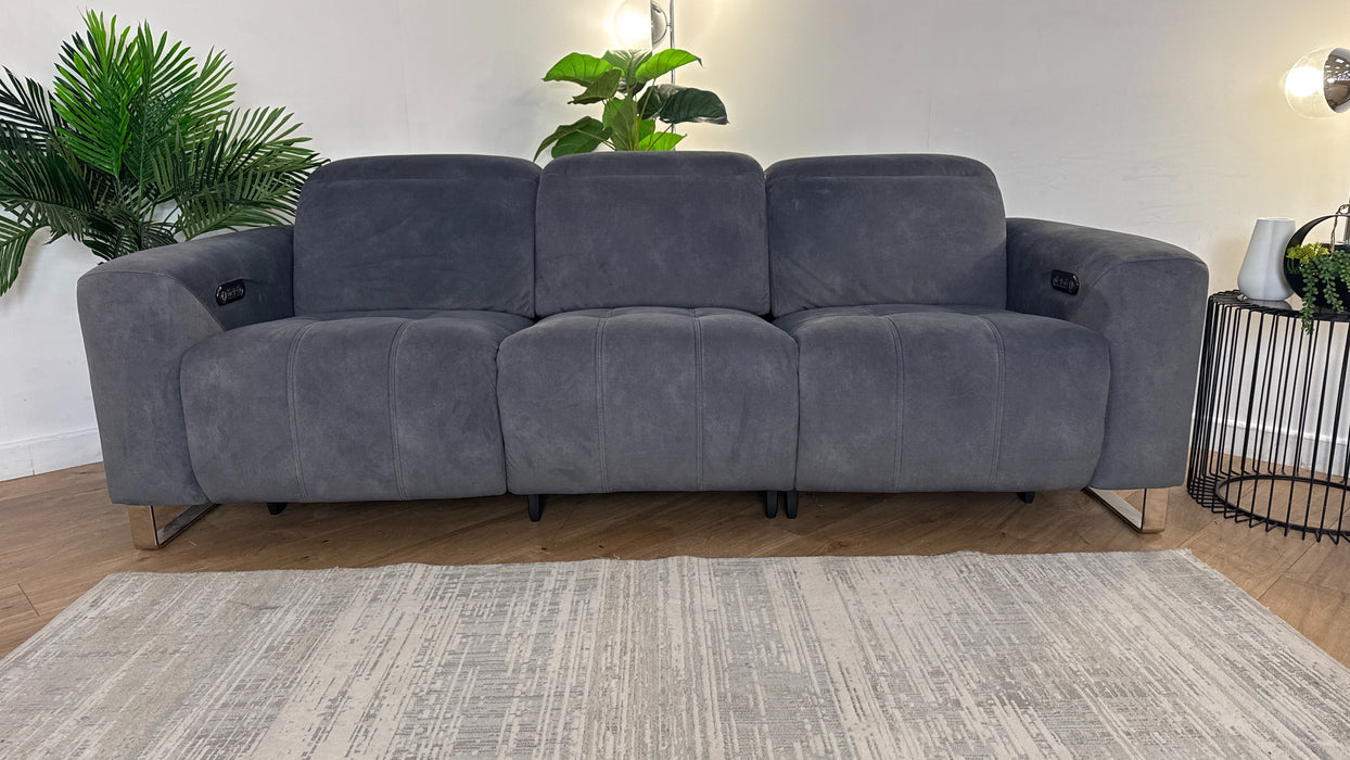 Sofology Marvella Fabric 3 Seater Power Recliner/Headrest in Lifestyle Flecked Charcoal