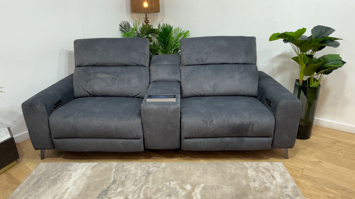 Sofology Allure Fabric 2.5 Seater Screen Console Power Recliner/Headrest Heated Seats Lumbar Support Speakers in Lifestyle Flecked Charcoal