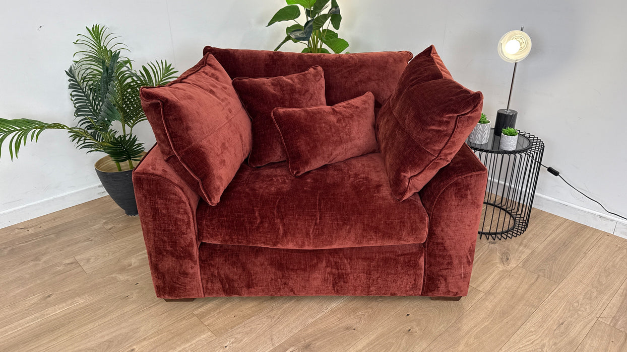 Georgio 1.5 Seat - Fabric Loveseat - Chenille Burgundy All Over