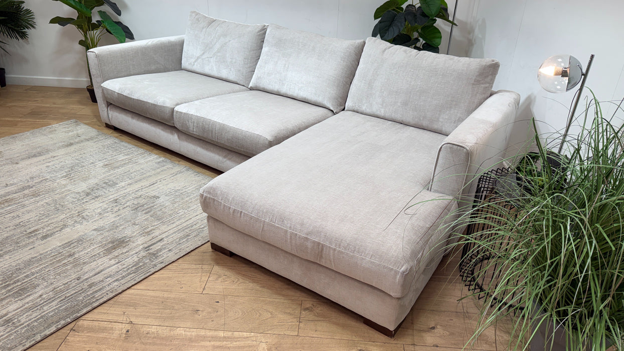 Sofology Majestica Fabric 3 Seater Chaise in Luxe Chenille Oyster Mix