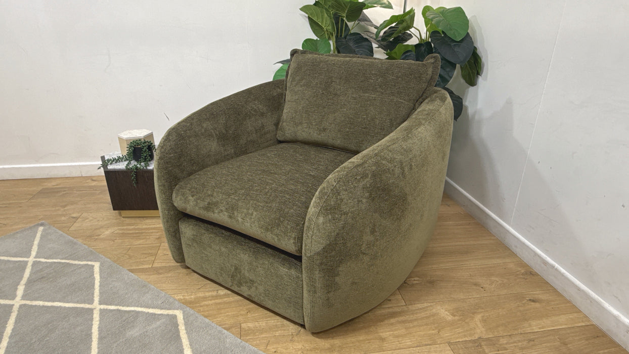 Sofology Portobello Fabric Chair Foam Seat in Linen Look Chenille Olive Green