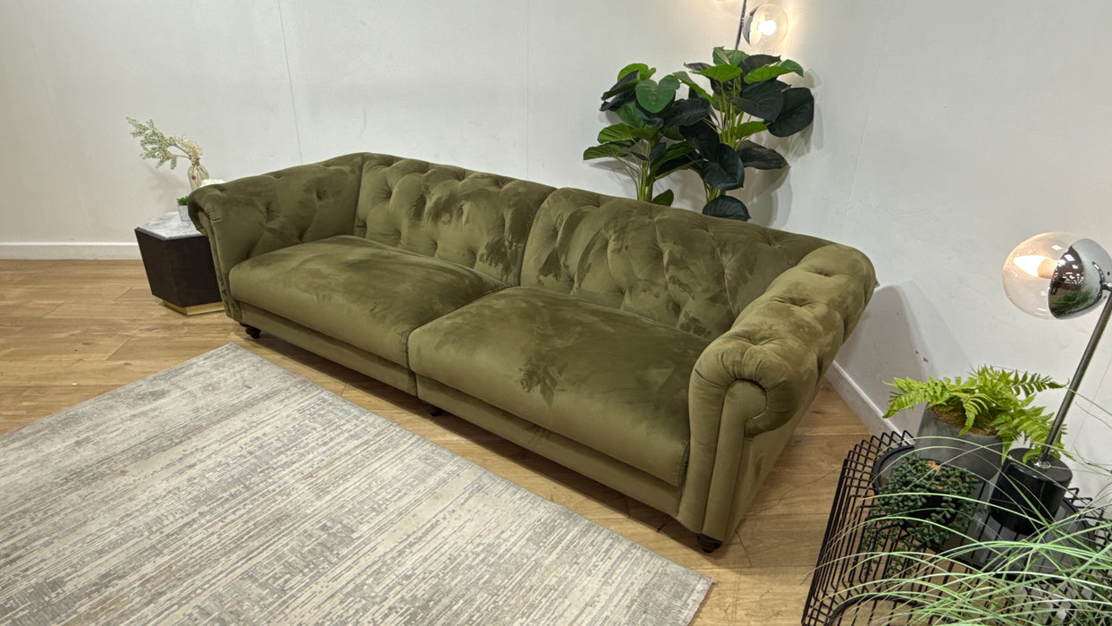 Sofology Kensington Fabric 4 Seater Split in Matt Velvet Moss