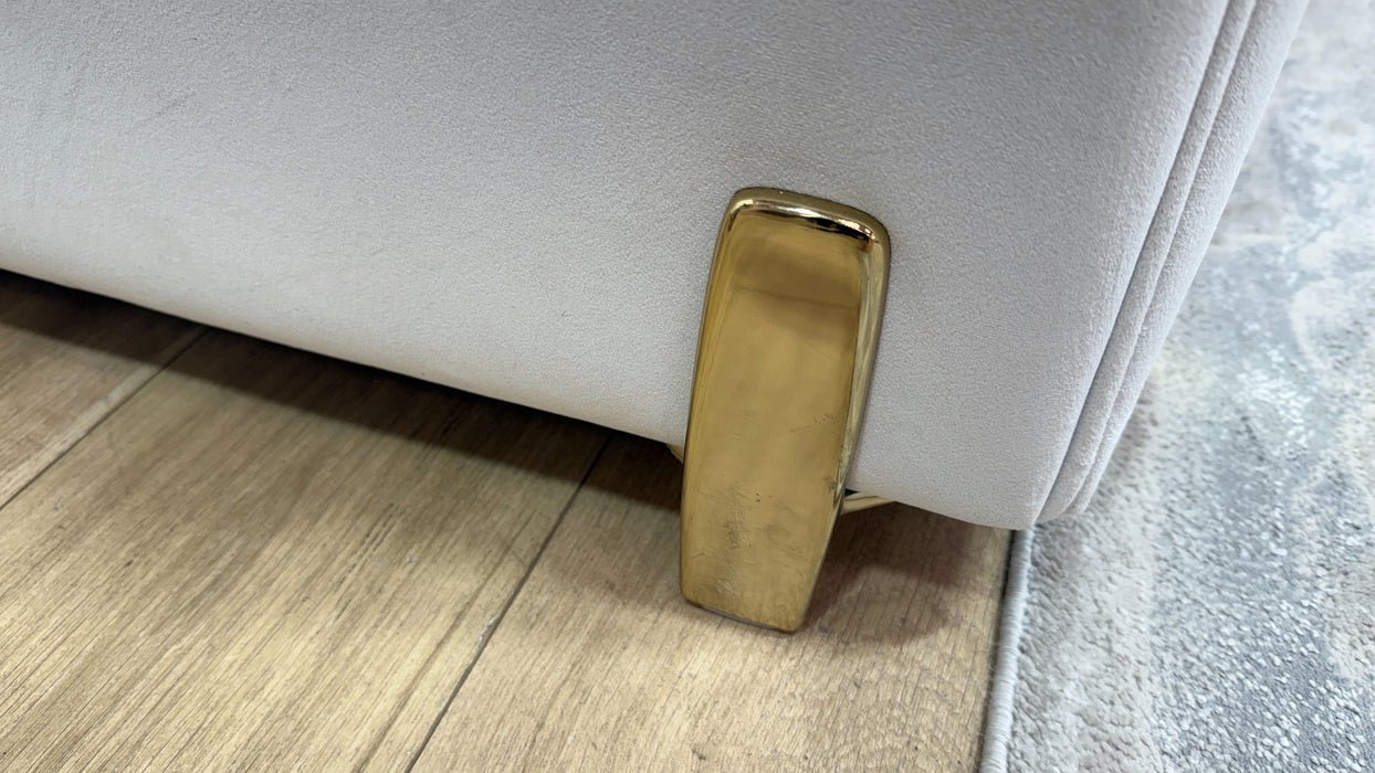 Sofology Oscar Fabric 1 Corner 3 Gold Trim in Super Matt Velvet Ecru Mix