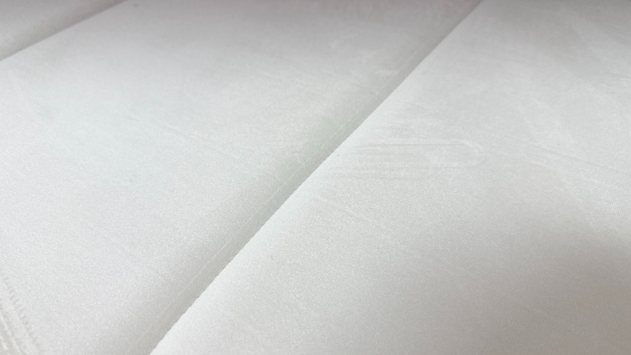 Sofology Oscar Fabric Large Bench Footstool Gold Trim in Super Matt Velvet Ecru