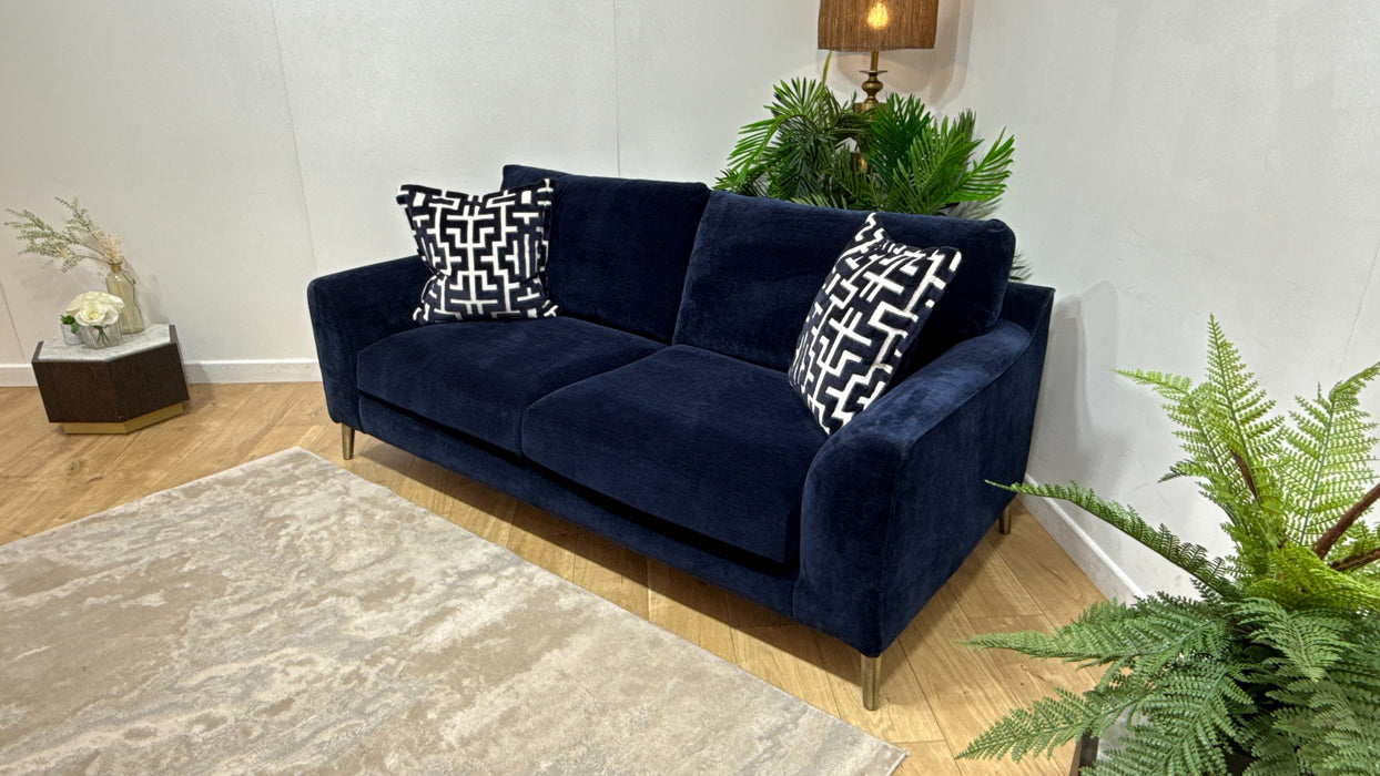 Sofology Mayfair Fabric 3 Seater Foam Seats in Soft Chenille Navy/Navy Mix