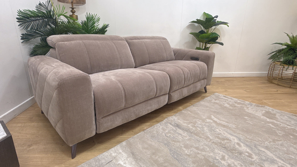 Sofology Allure Fabric 2.5 Seater, Power Recliner/Headrest Heated Seats Lumbar Support Speakers in Relaxed Chenille Nutmeg