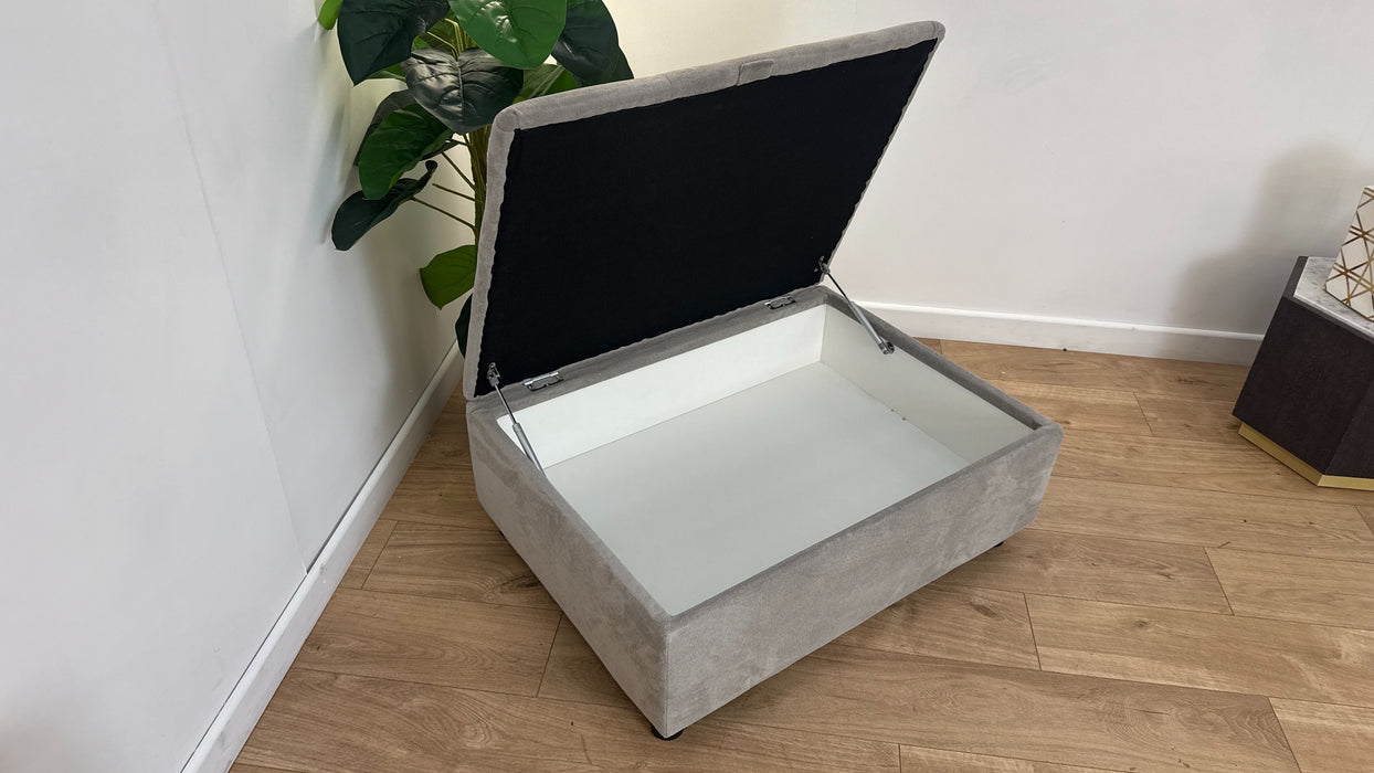 Sofology Ascot Fabric Storage Footstool in Soft Sherpa Silver