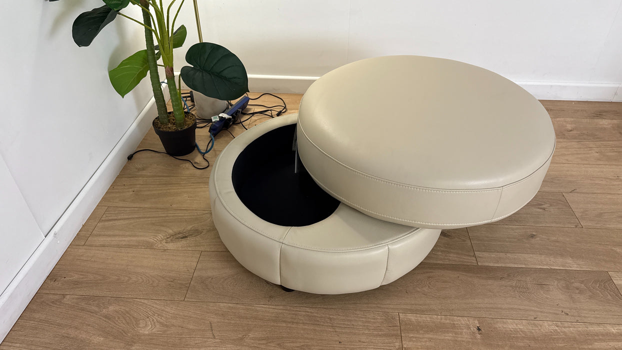 Sofology Nobu Leather Designer Footstool in Trusty Sheen Bone China