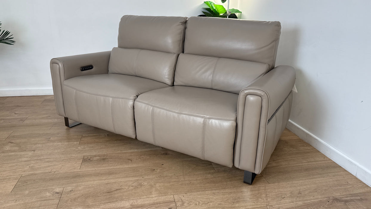 Sofology The Ravello Leather 2.5 Seater Power Recliner/Headrest Lumbar in Trusty Embossed Stone
