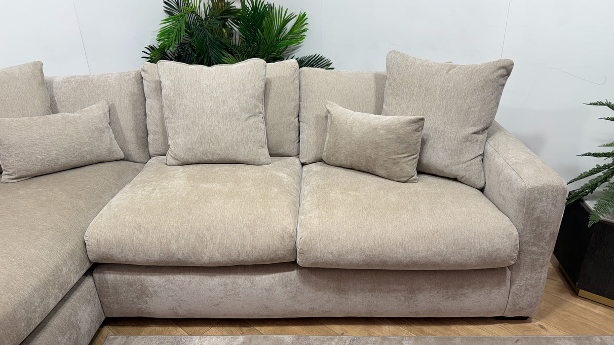Sofology Moderna Fabric Chaise 4 Seater Extra Flex in Lifestyle Plush Chenille Wicker
