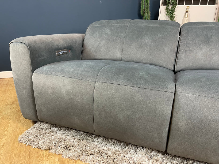 The Riviera Fabric 2.5 Seater - Lifestyle Flecked Mineral Green - Power Headrest Power Recliner Heated Seat (WA2)