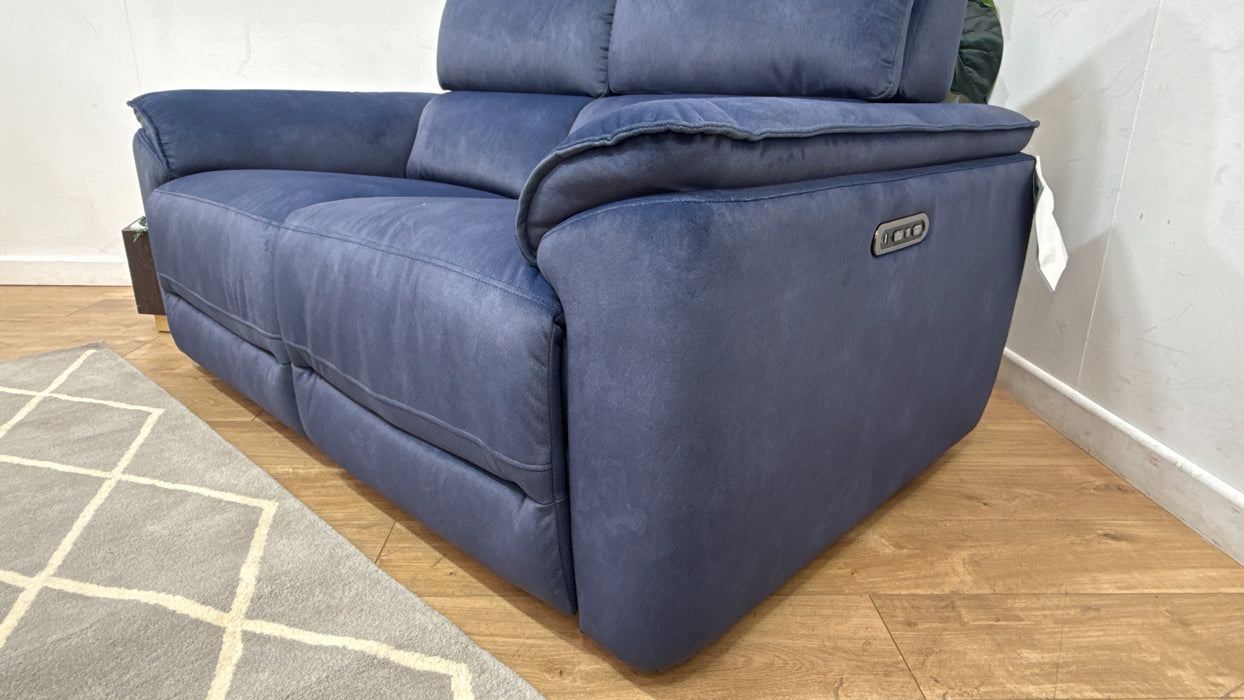 Sofology Hugo Fabric 2 Seater Power Recliner/Headrest in Lifestyle Flecked Navy