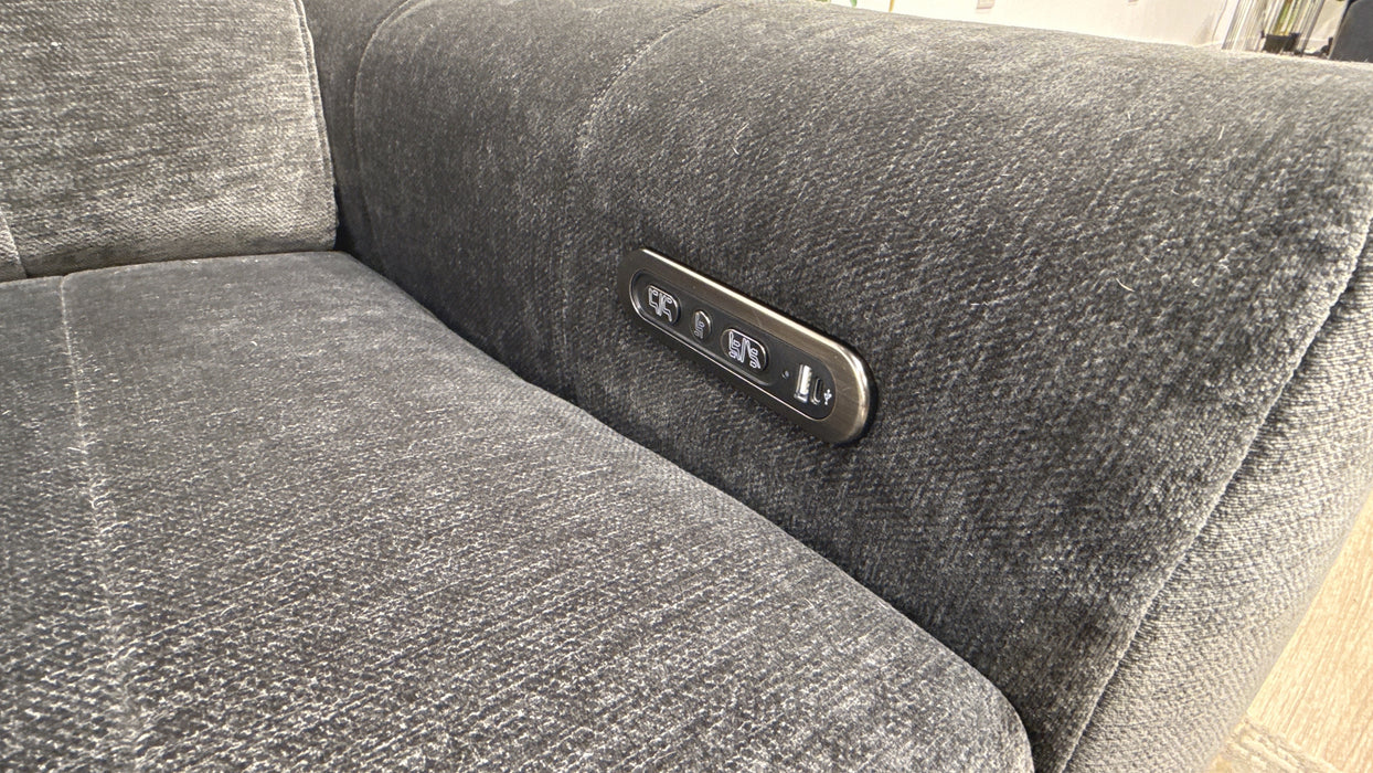 Sofology Portofino Fabric 1.5 Corner 3 Power Recliner/Headrest in Luxury Deep-Pile Chenille Slate
