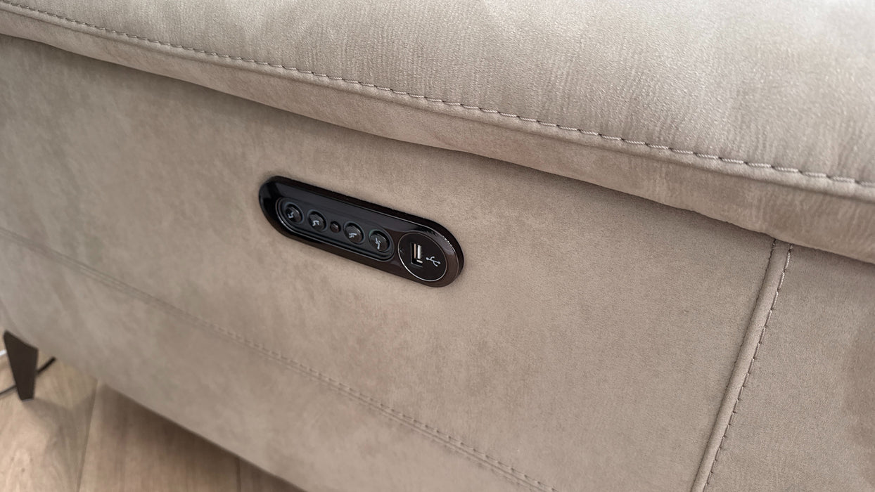 Sofology Illinois Fabric Chair Power Recliner/Headrest in Lifestyle Textured Taupe