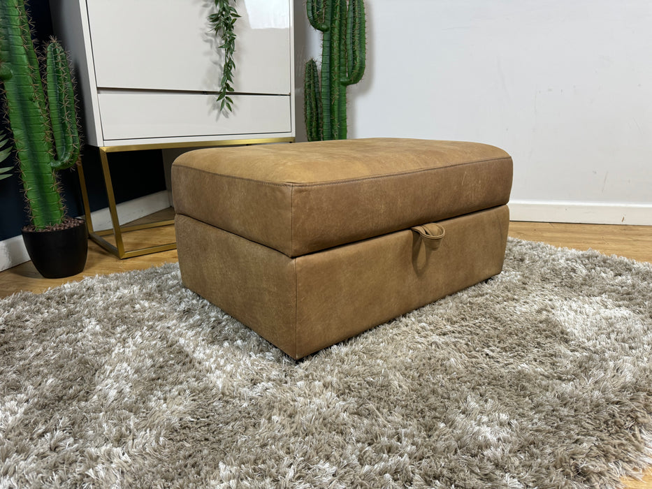 Downtown Storage Footstool - Character Tan Leather