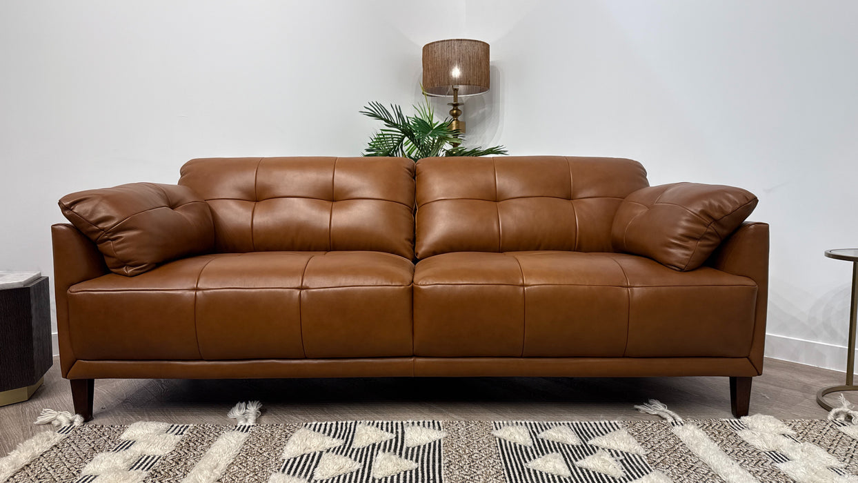 Sofology 3 Seater Albie In Relaxed Soft Sheen Leather Brown