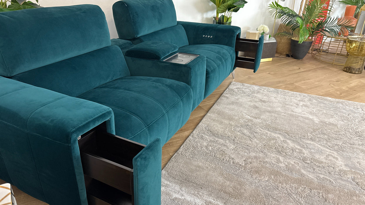 DFS Showcase Expresso 2 Seater Fabric Cinema Recliner in Velvet Teal