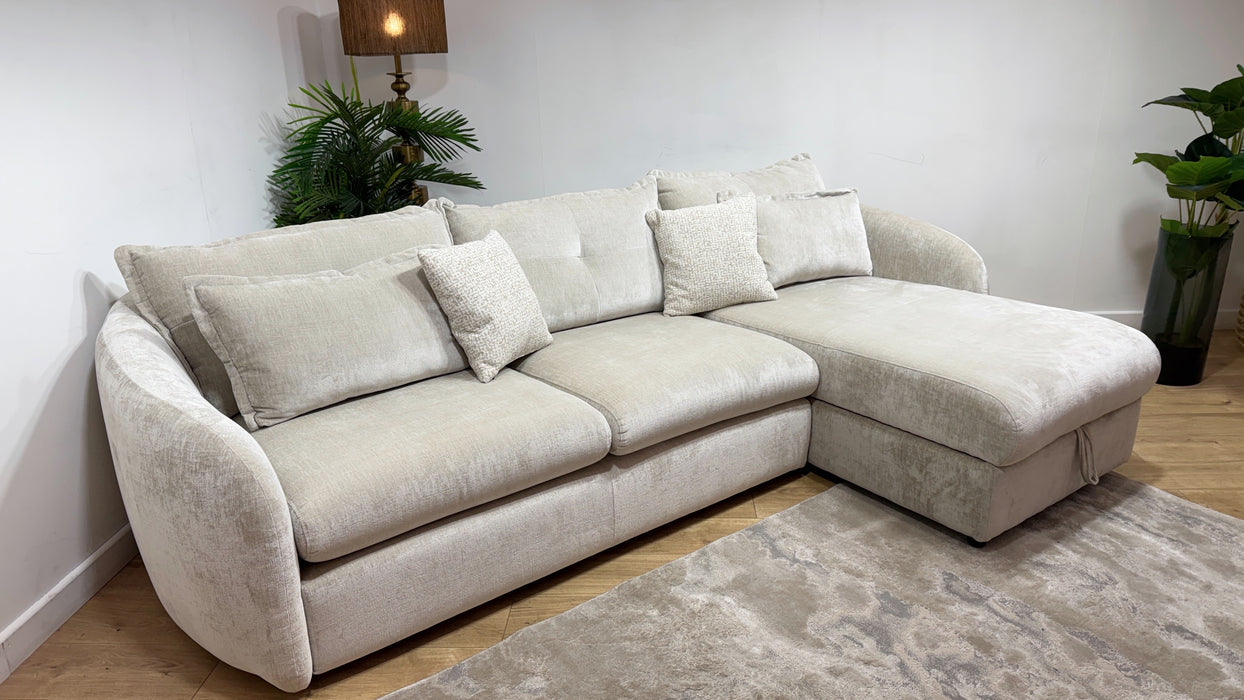 Sofology Portobello Fabric 3 Seater Chaise Storage Sprung Seats in Luxury Chenille Mist Mix