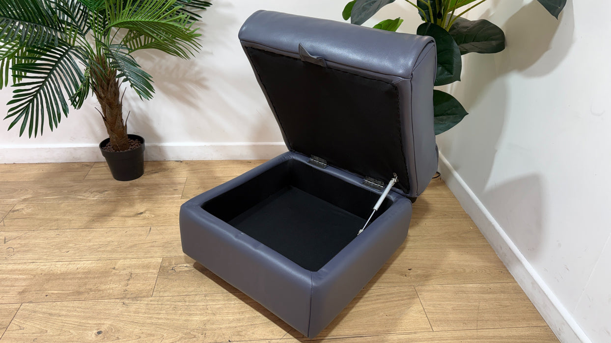 Sofology Majestica Leather Small Storage Footstool in Lavender Grey