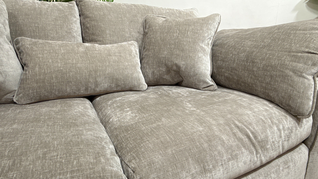 Sofology Georgio Fabric 3 Seater Feather Flex Seats in Luxe Chenille Stone Mix