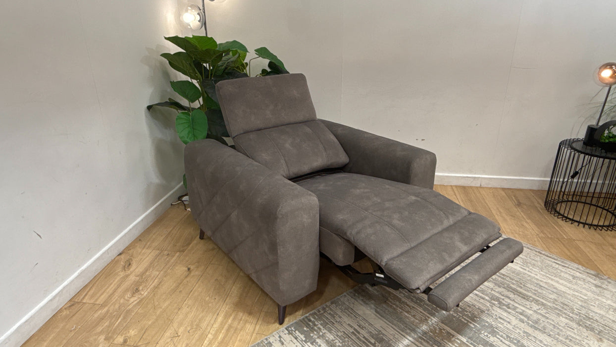 Sofology Allure Fabric Chair Power Recliner/Headrest Speakers in Lifestyle Flecked Mocha