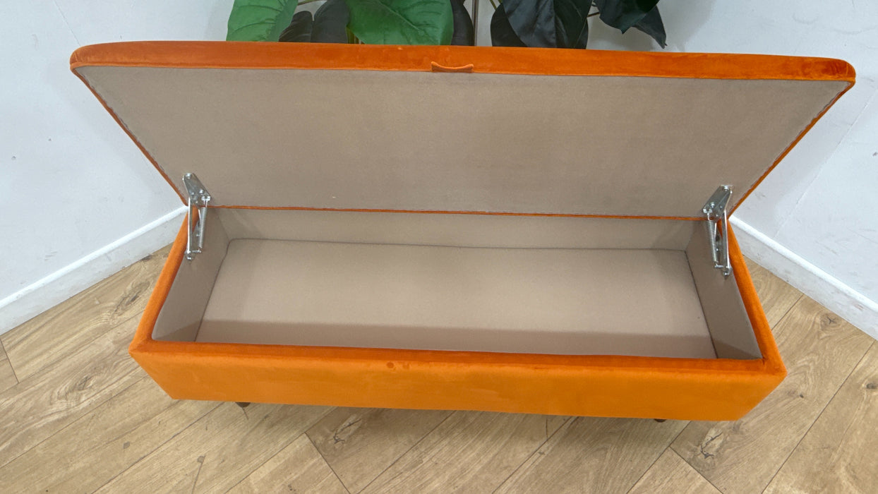 Sofology Islington Fabric Ottoman Storage Footstool in Sleek Tangerine