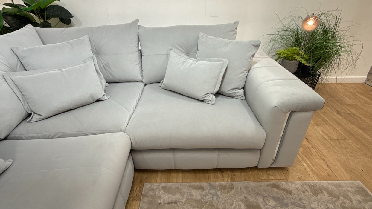 Sofology Oscar Fabric 3 Corner 1 Silver Trim in Super Matt Velvet Silver