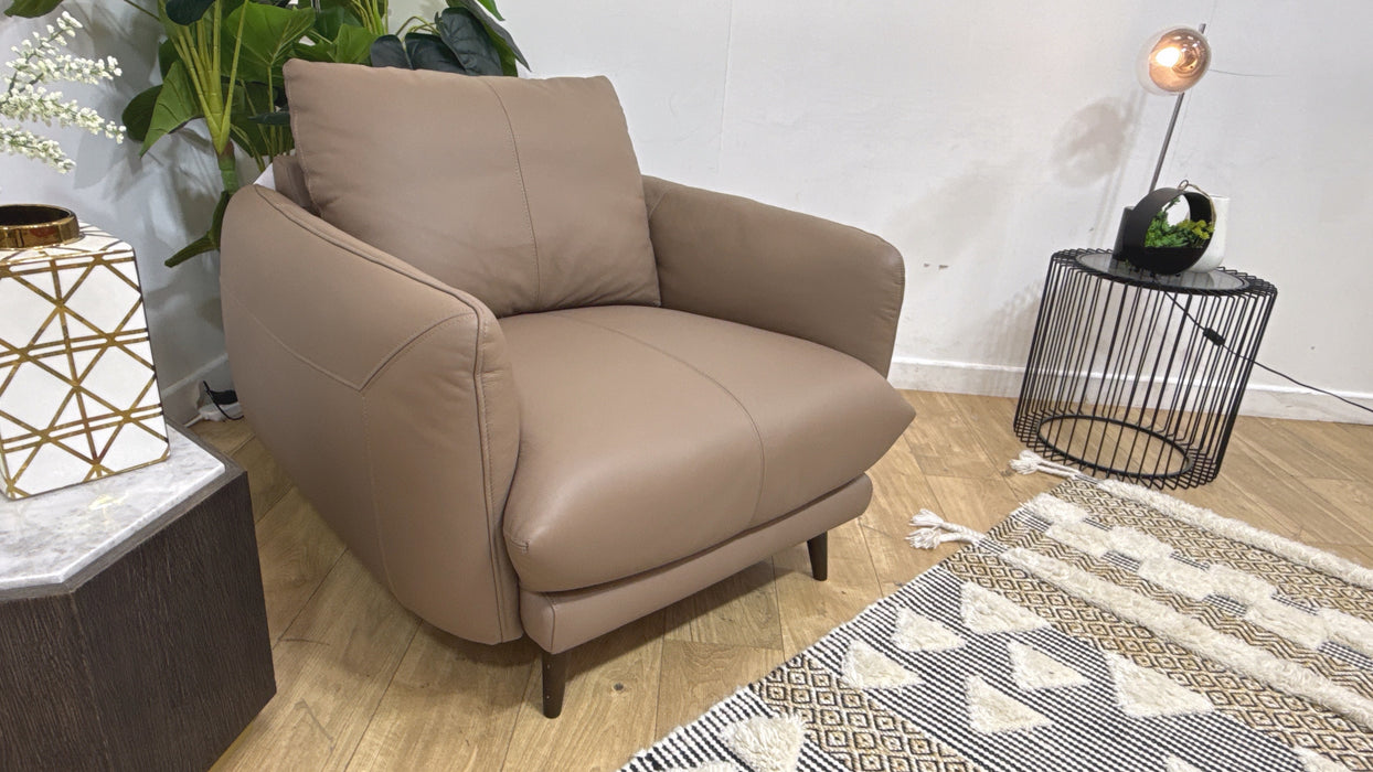 Sofology Adler Leather Chair in Trusty Matt Mushroom