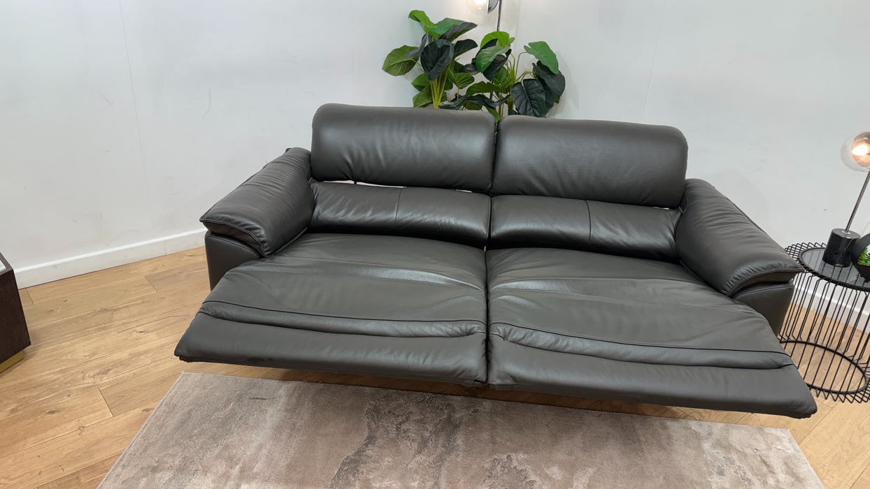 Sofology Hugo Leather 2.5 Seater Power Recliner/Headrest in Trusty Embossed Charcoal