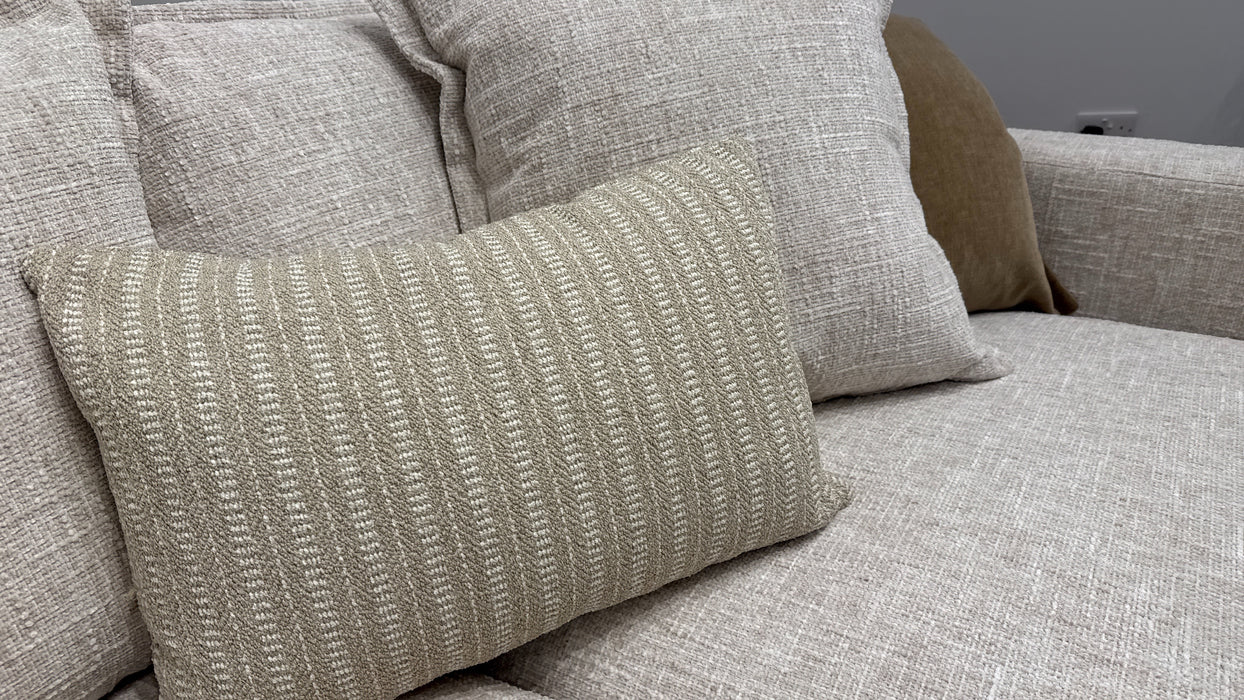 Sofology Cove Fabric Grande Chaise Light Wood Panel in Artisan Chenille Ecru Mix