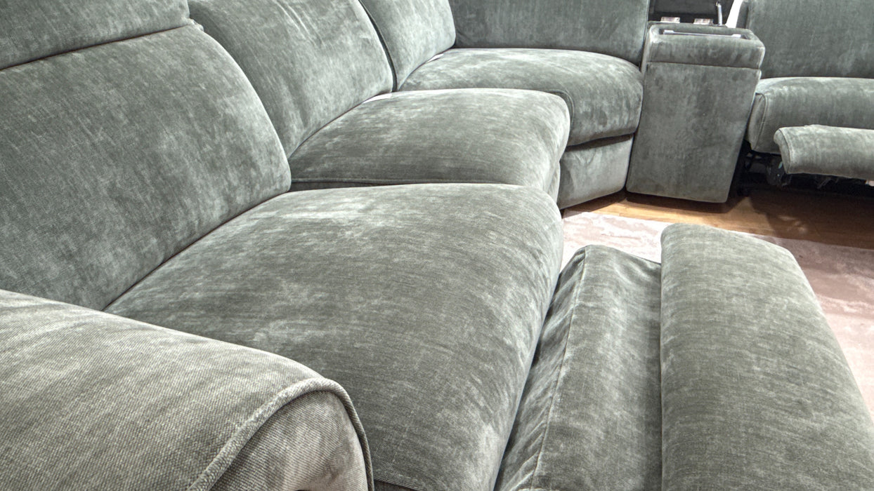 Sofology Plaza Fabric 3 Corner Smart Console 1.5 Power Recliner/Headrest in Relaxed Chenille Pine