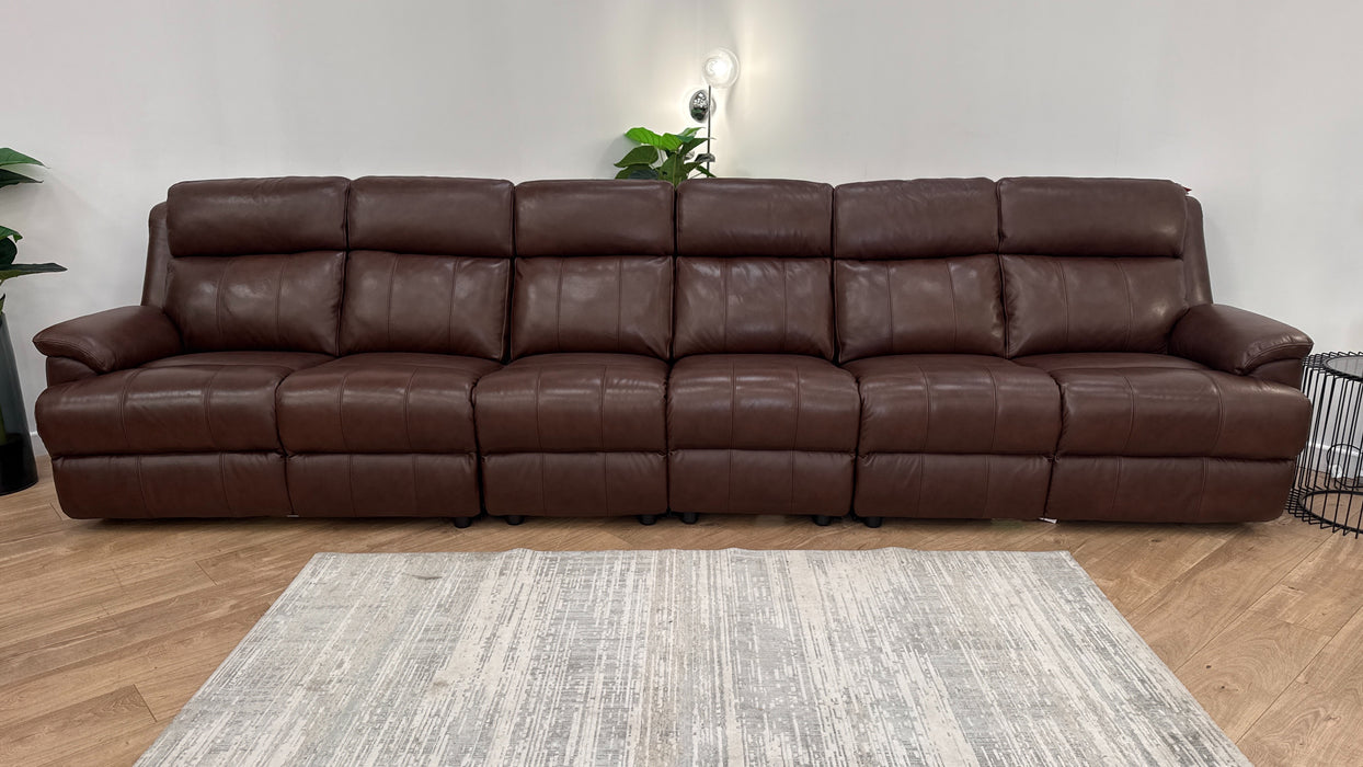 Sofology 6 Seater Leather Sofa in Trusty Sheen Chocolate