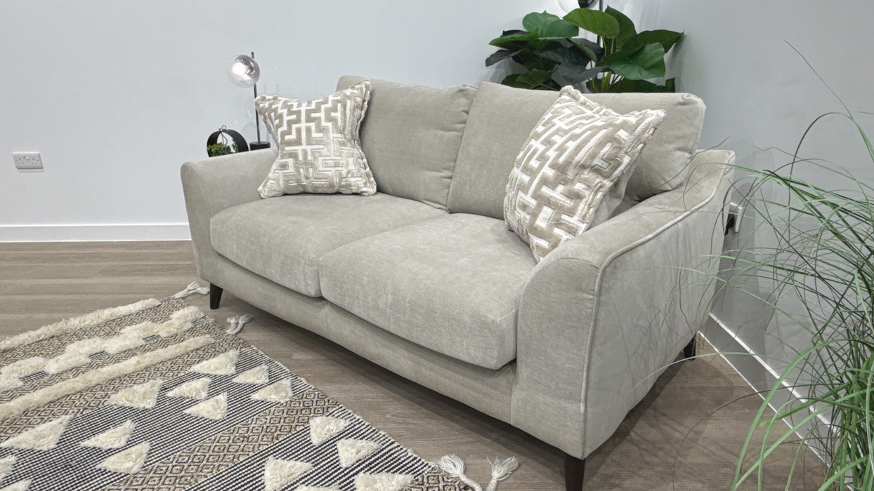 Sofology Mayfair Fabric 2 Seater Foam Seats in Soft Chenille Linen/Pearl Mix