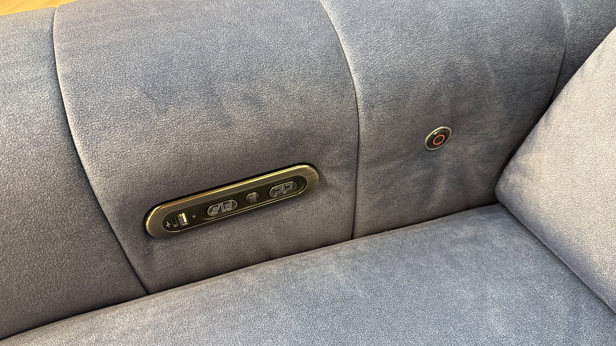 Sofology Paramount Fabric 2.5 Seater Console Power Recliner/Headrest Heated Seats Speakers in Lifestyle Flecked Navy