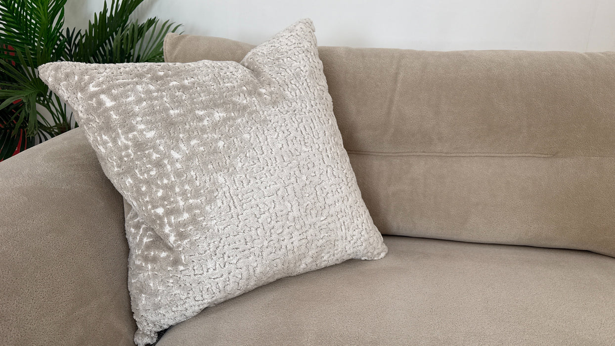 Sofology Reign Fabric 3 Corner 3 Gold Trim in Luxe Sherpa French Beige/Natural Mix