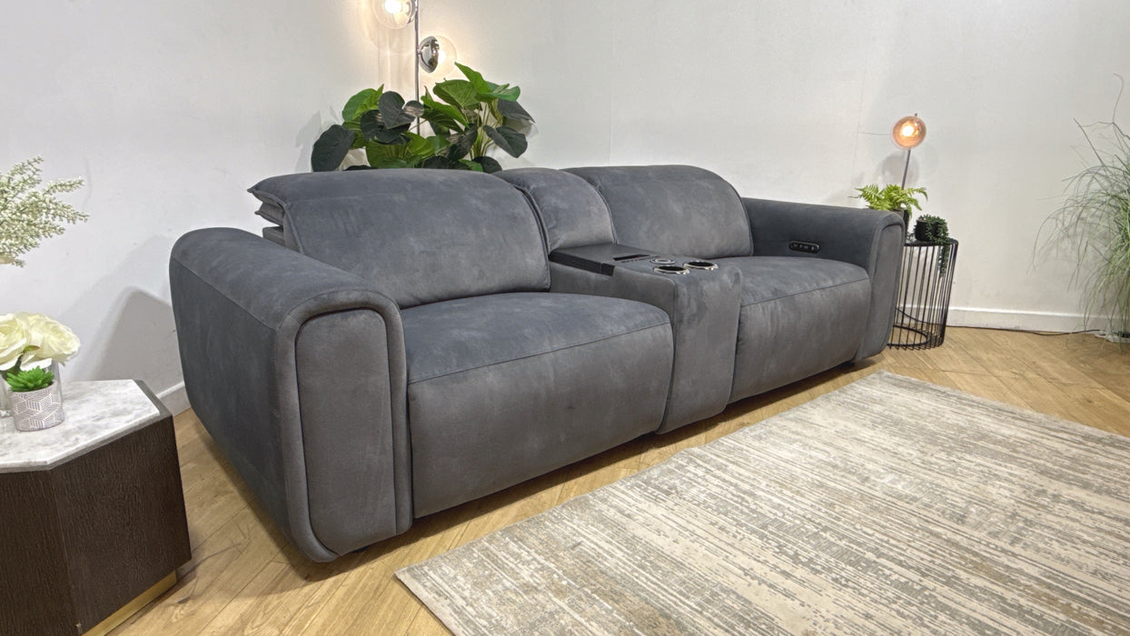 Sofology Premiere Fabric 2.5 Seater Smart Console Power Recliner/Headrest in Lifestyle Flecked Charcoal